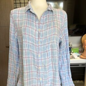 Blue and Red Plaid Button-Up Shirt